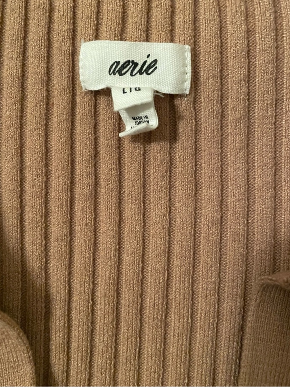 Aerie Women's Camel Brown Ribbed V-Neck Button Front Cardigan Sweater Size L - Picture 5 of 7